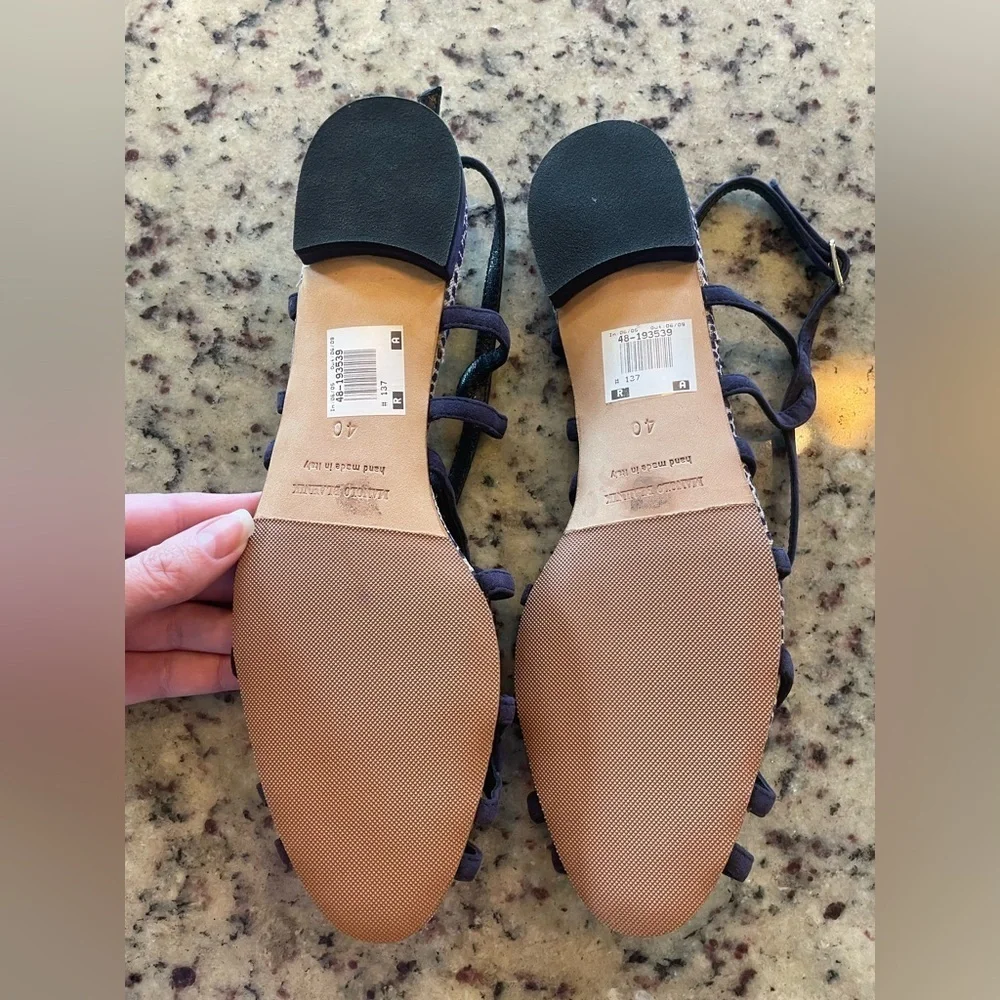 NWT Manolo Blahnik navy suede Strappy Sandals size 9.5 retail $598